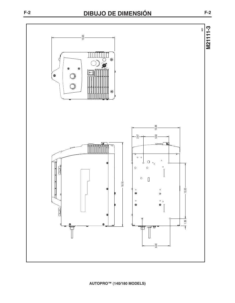 Dibujo de dimensión | Lincoln Electric IMt10143 MARQUETTE AutoPro 140_180 User Manual | Page 64 / 100