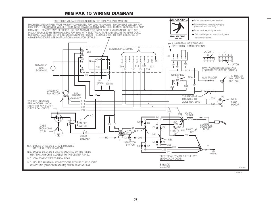 Mig pak 15 wiring diagram | Lincoln Electric IMt552 MIG-PAK 15 User Manual | Page 57 / 64