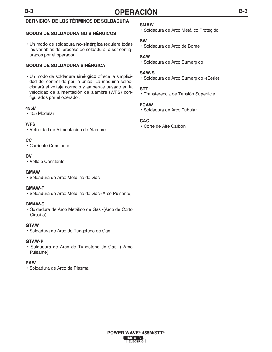 Operación | Lincoln Electric IM771 POWER WAVE 455M_STT User Manual | Page 21 / 43