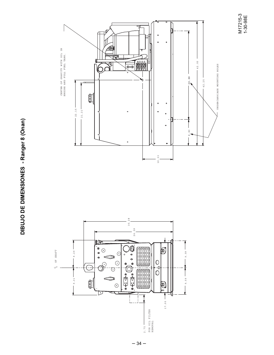 Dib ujo de dimensiones - rang er 8 (onan) | Lincoln Electric IM510 RANGER 8 User Manual | Page 36 / 40