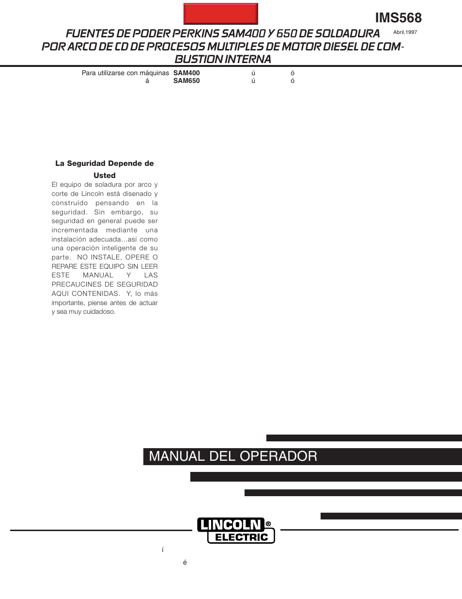 Lincoln Electric IM568 SAM-650 PERKINS DIESEL User Manual | 42 pages