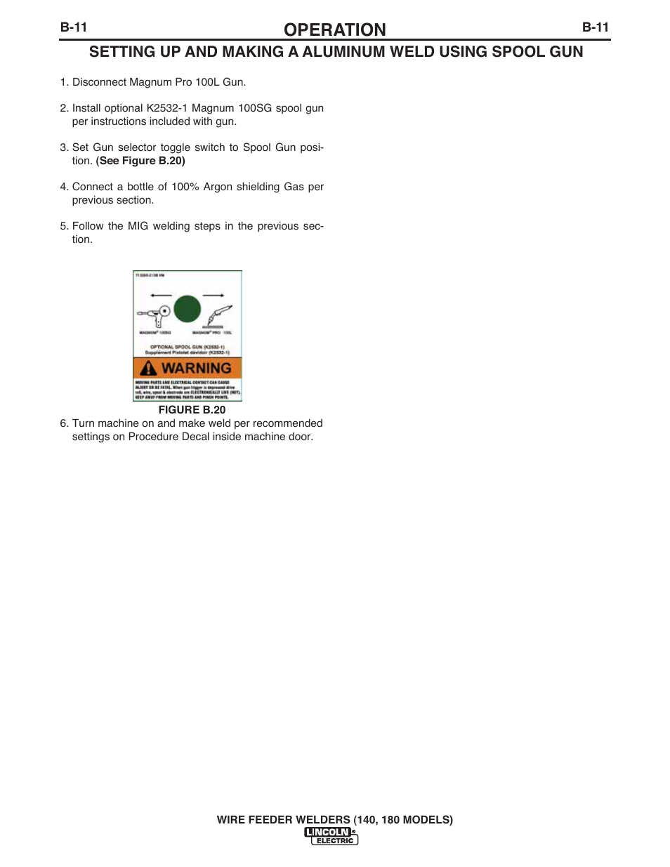 Operation | Lincoln Electric IMt10100 WIRE FEEDER WELDER 140_180 User Manual | Page 20 / 96