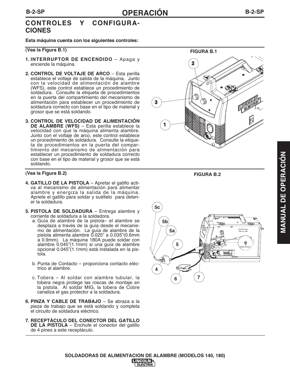 Operación, Controles y configura- ciones, Manual de operación | Lincoln Electric IMt10100 WIRE FEEDER WELDER 140_180 User Manual | Page 41 / 96