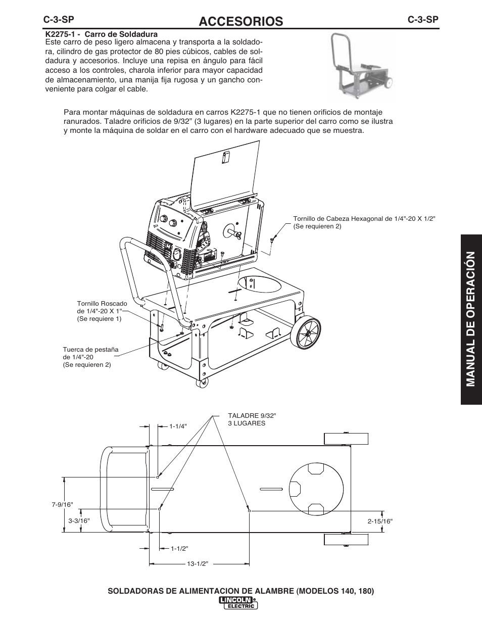 Accesorios, Manual de operación | Lincoln Electric IMt10100 WIRE FEEDER WELDER 140_180 User Manual | Page 53 / 96