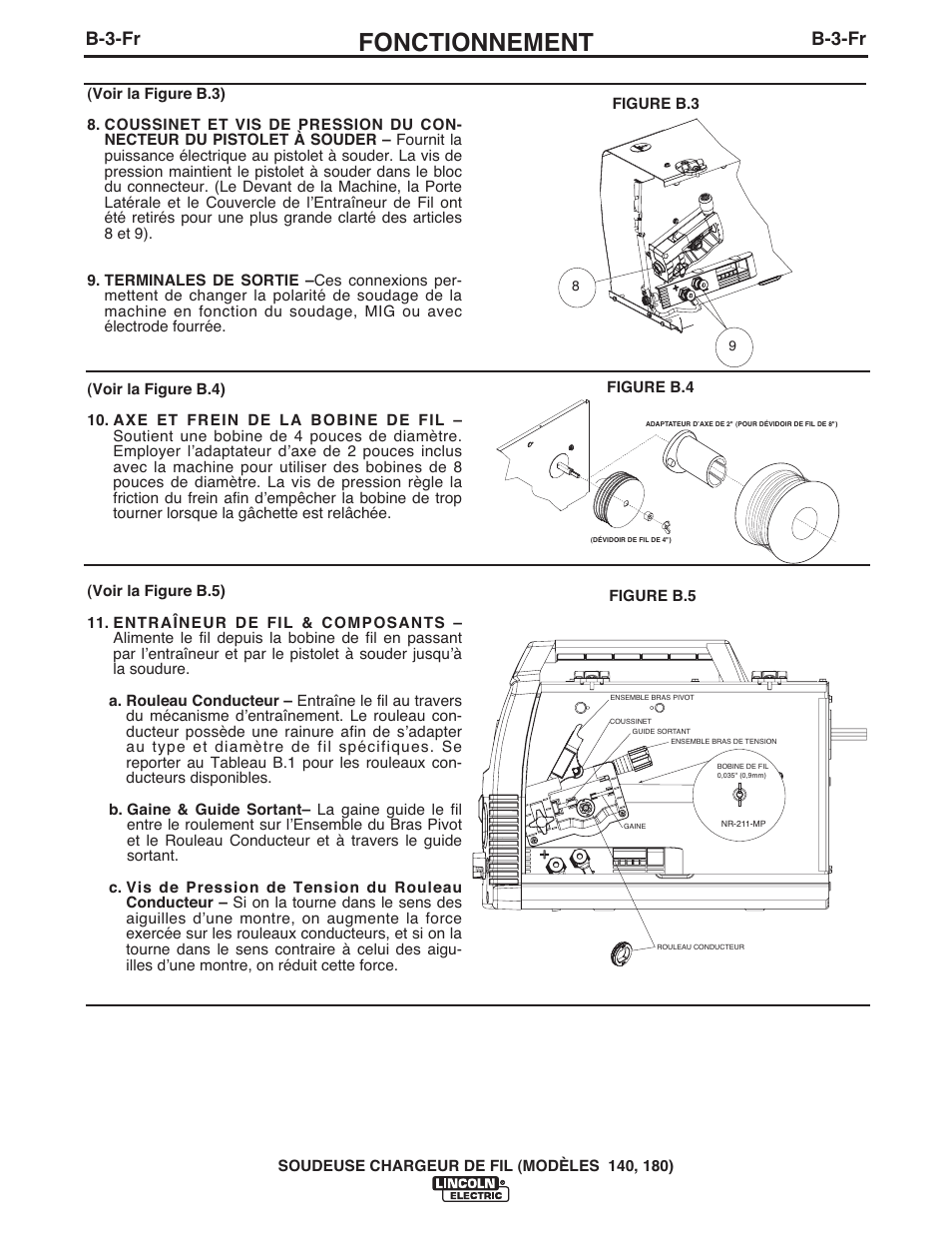 Fonctionnement, B-3-fr | Lincoln Electric IMt10100 WIRE FEEDER WELDER 140_180 User Manual | Page 72 / 96