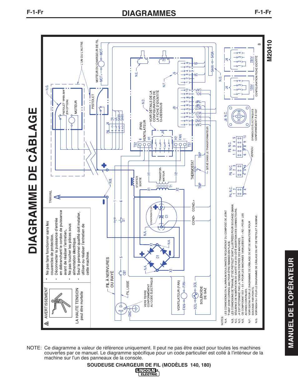 Diagrammes, Manuel de l ʼopéra teur | Lincoln Electric IMt10100 WIRE FEEDER WELDER 140_180 User Manual | Page 89 / 96