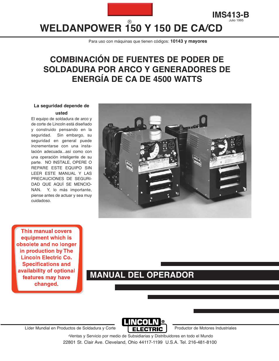 Lincoln Electric IM413 Weldanpower 150 User Manual | 30 pages