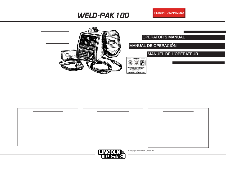 Lincoln Electric IMT782 WELD-PAK 100 User Manual | 36 pages