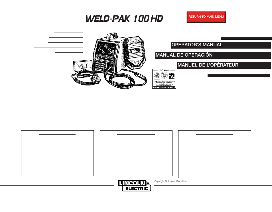 Lincoln Electric IMT780 WELD-PAK 100 HD User Manual | 36 pages