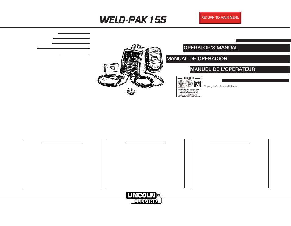 Lincoln Electric IMT792 WELD-PAK 155 User Manual | 36 pages