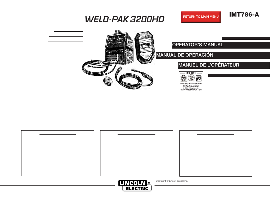 Lincoln Electric IMT786 WELD-PAK 3200HD User Manual | 48 pages