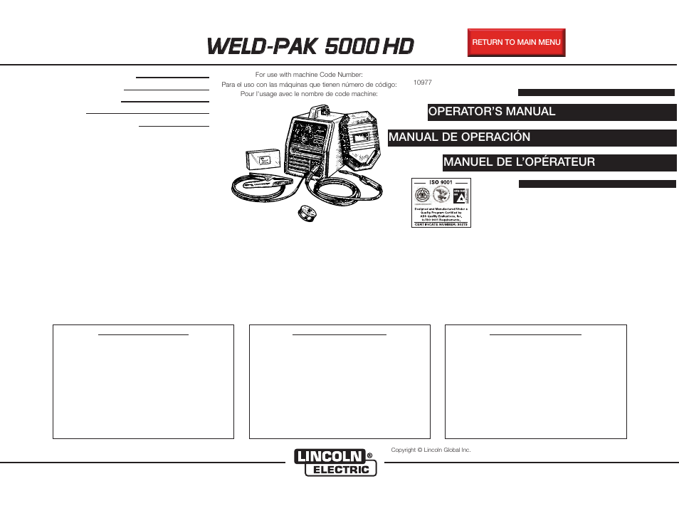 Lincoln Electric IMT791 WELD-PAK 5000 HD User Manual | 36 pages