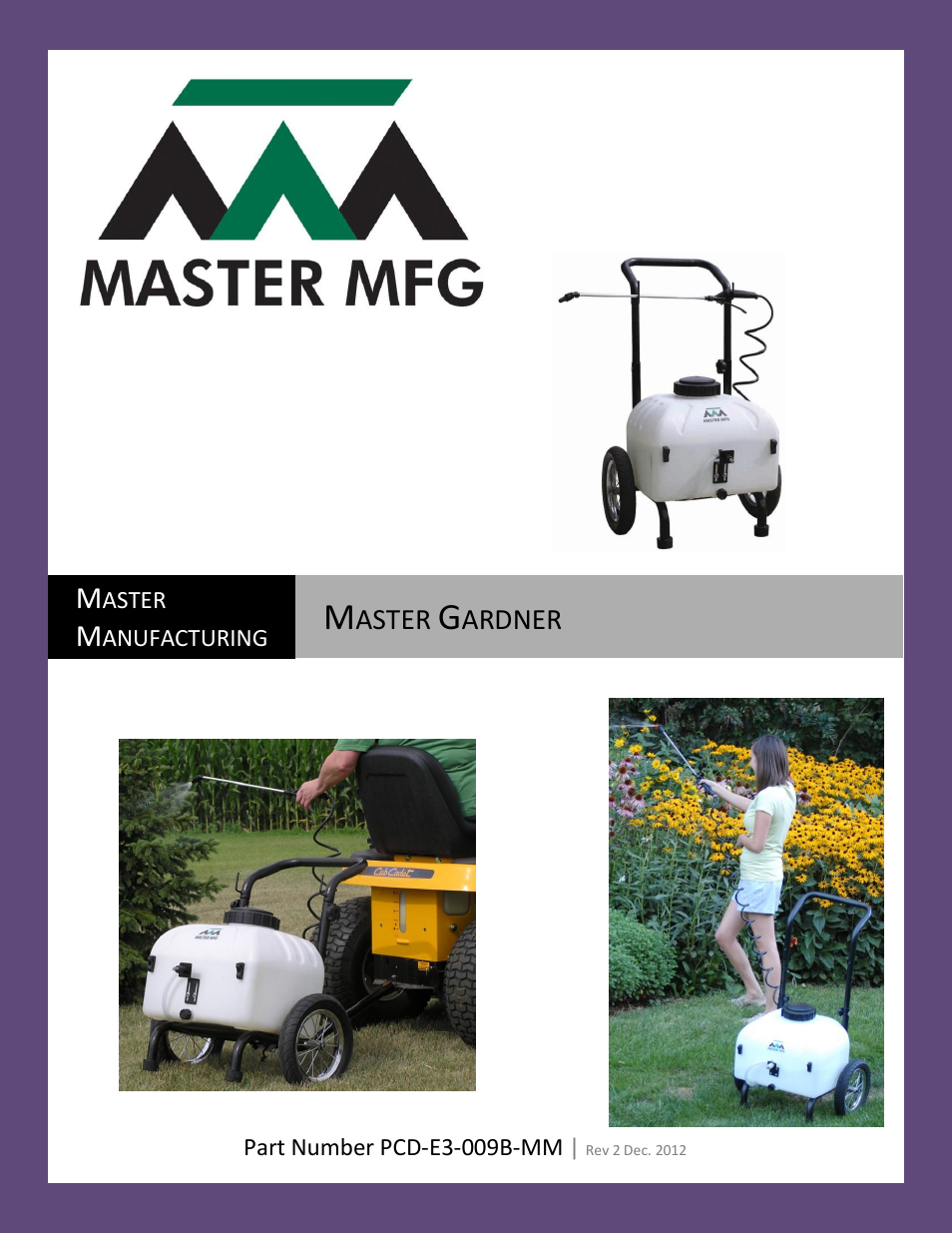 Master Manufacturing MASTER GARDNER User Manual | 8 pages