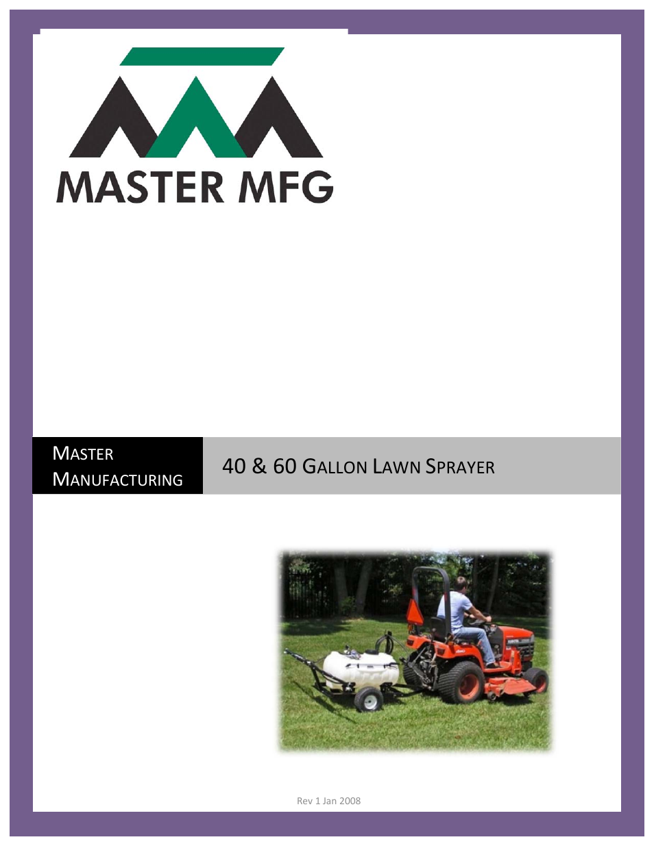 Master Manufacturing 40/60 Gallon Lawn Sprayer User Manual | 11 pages