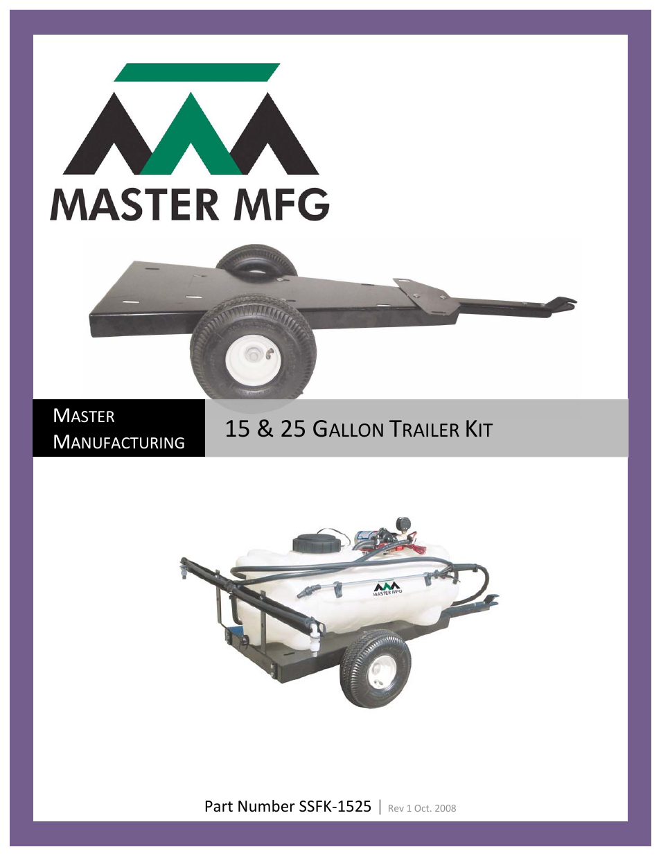 Master Manufacturing 15/25 Gallon Trailer Kit User Manual | 3 pages