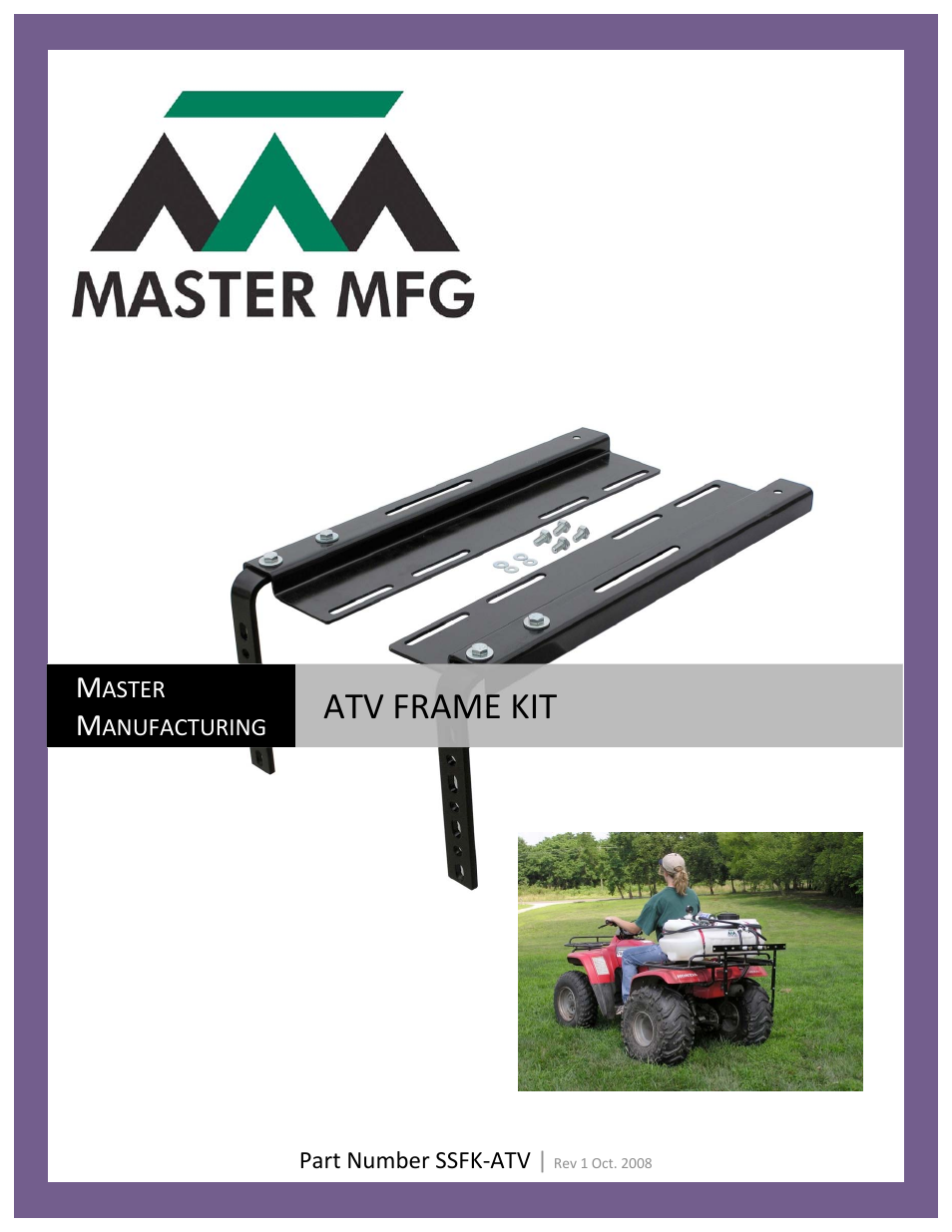 Master Manufacturing ATV Frame kit User Manual | 3 pages