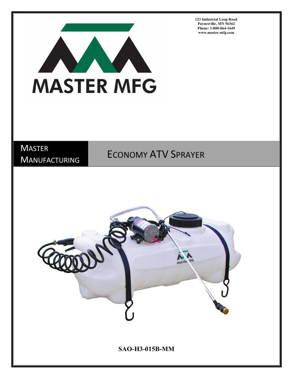 Master Manufacturing Economy ATV Sprayer User Manual | 5 pages