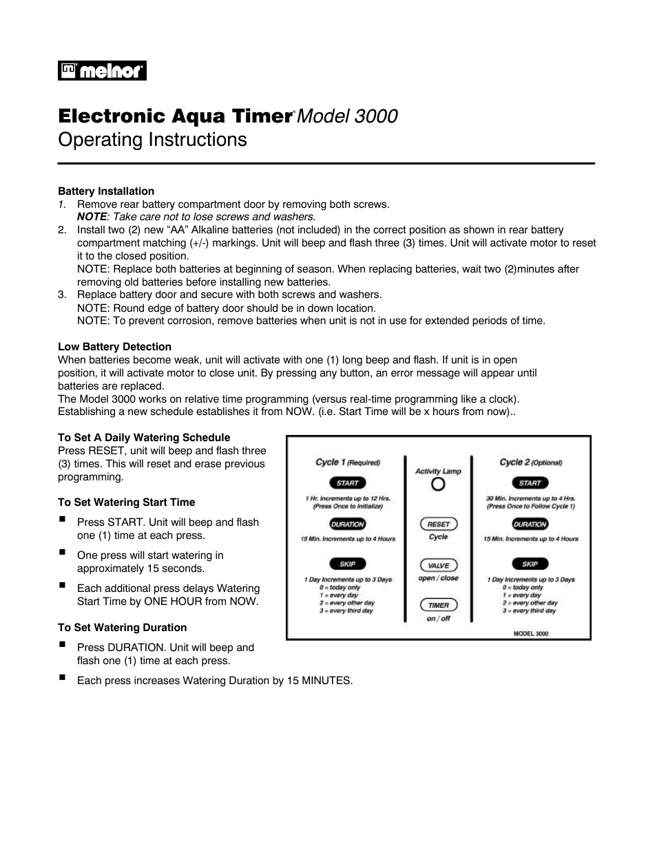 Melnor 3000 User Manual | 6 pages
