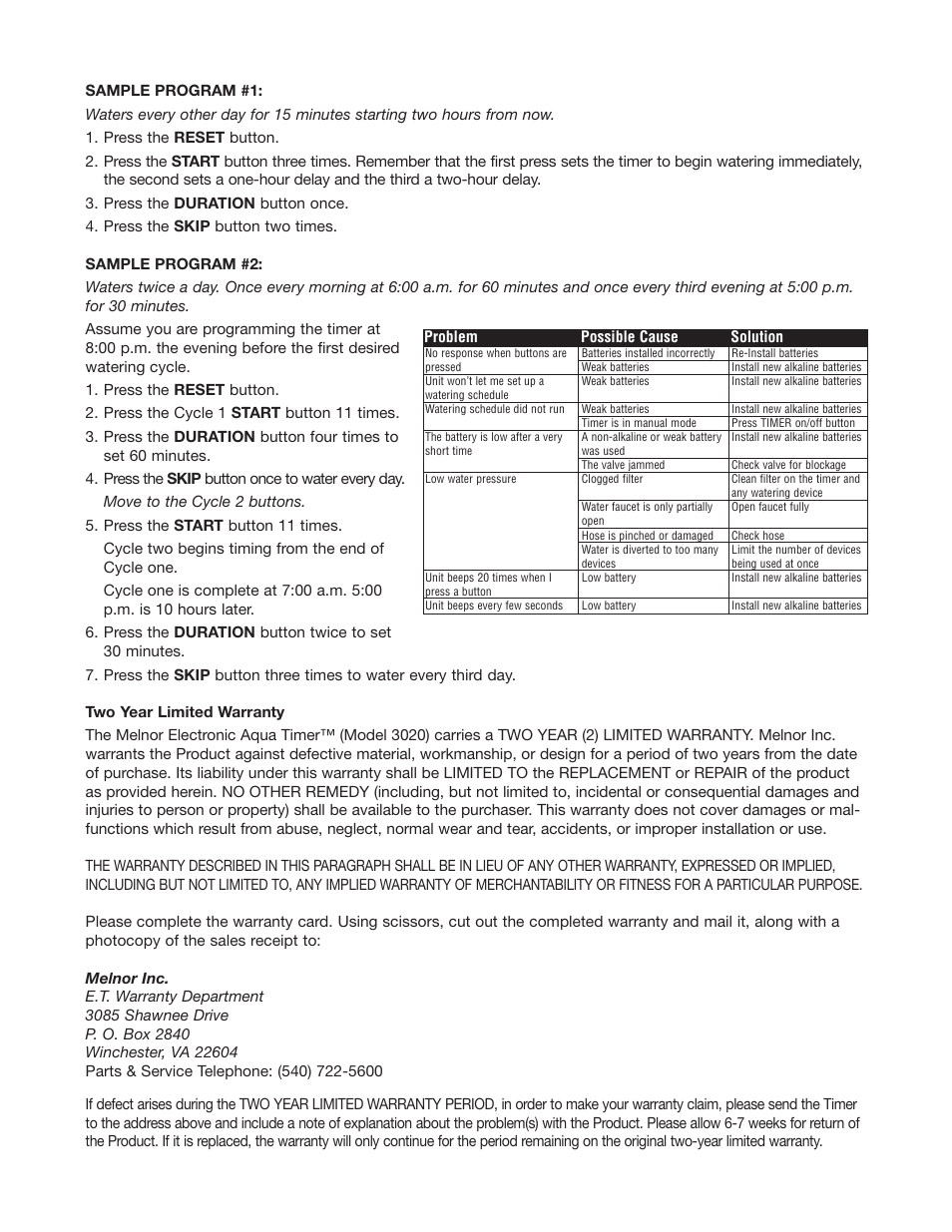 Melnor 3020 User Manual | Page 3 / 3