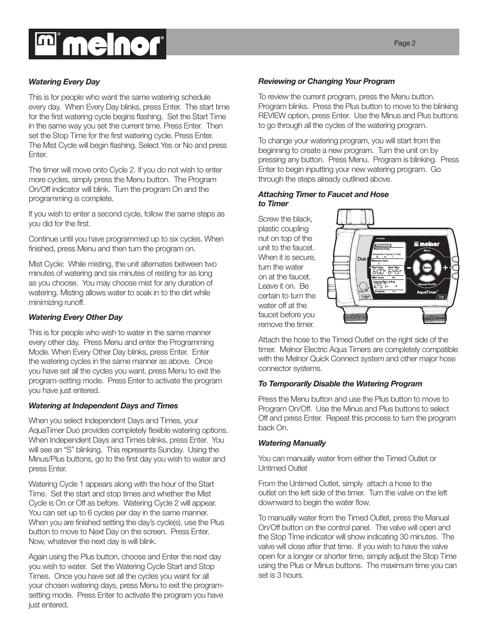 Melnor 3060 - 2007 User Manual | Page 2 / 3