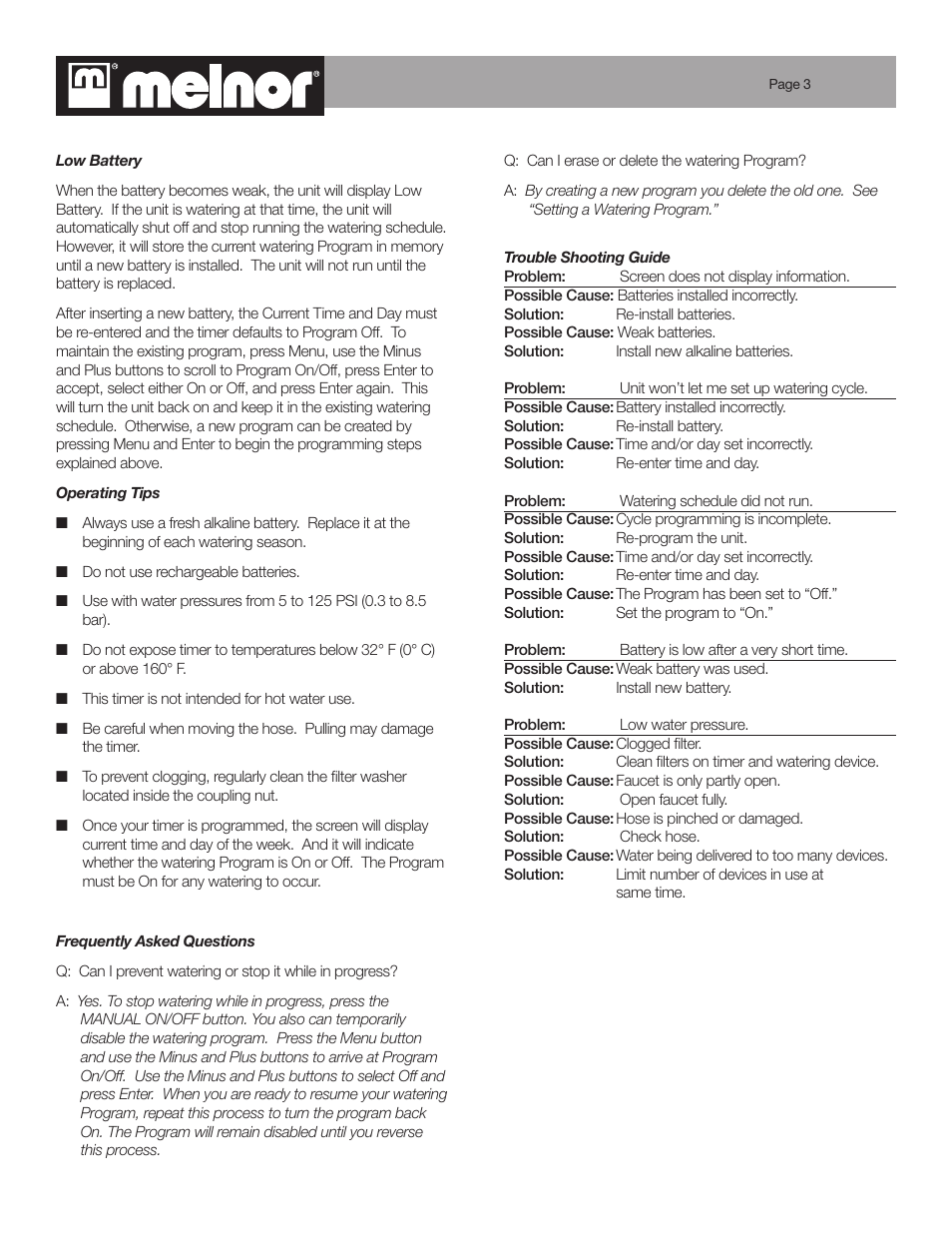Melnor 3060 - 2007 User Manual | Page 3 / 3