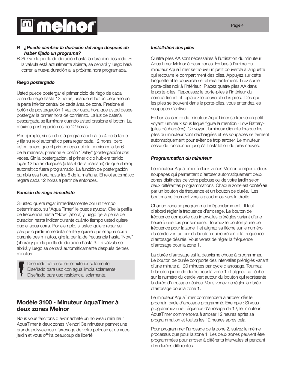 Melnor 3100 - 2007 User Manual | Page 4 / 5