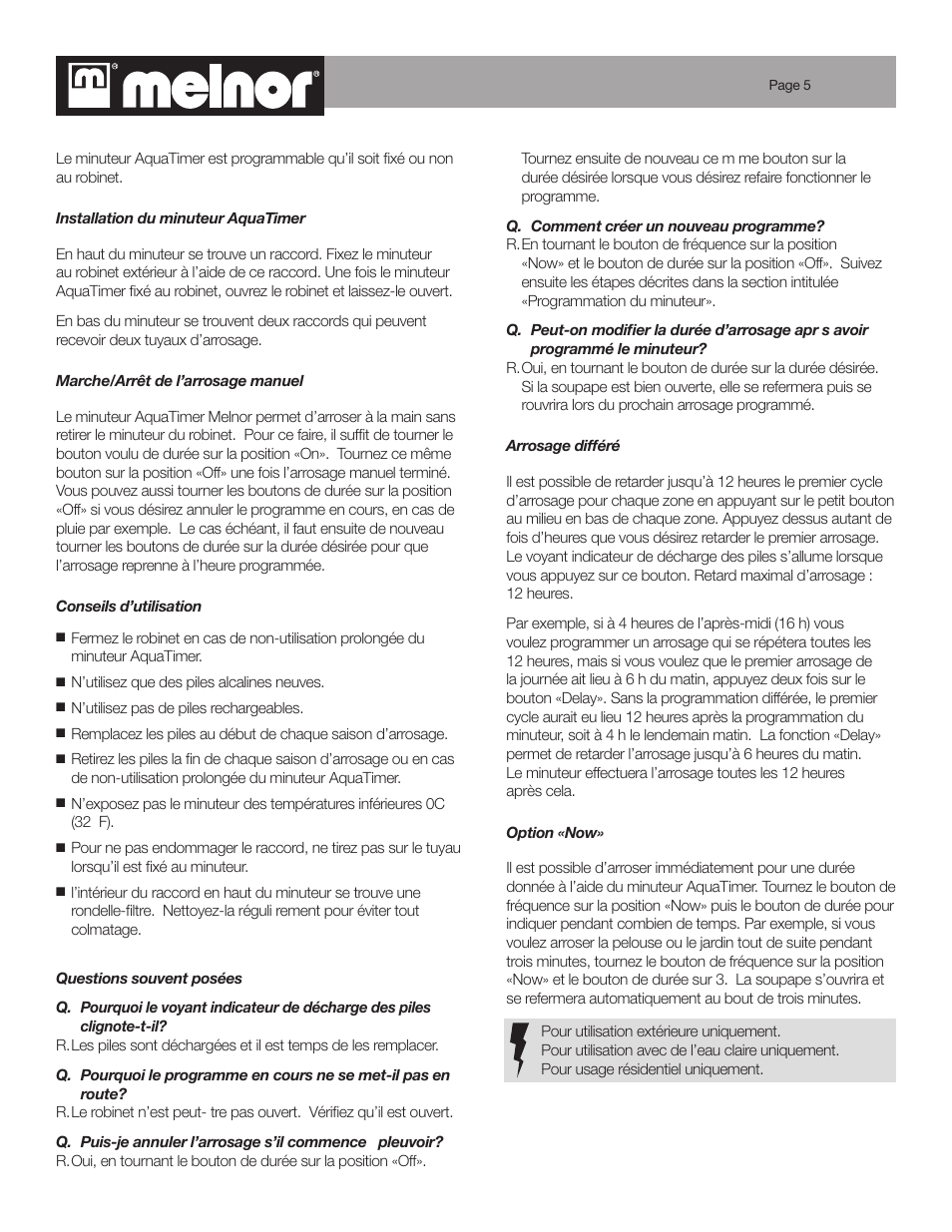 Melnor 3100 - 2007 User Manual | Page 5 / 5
