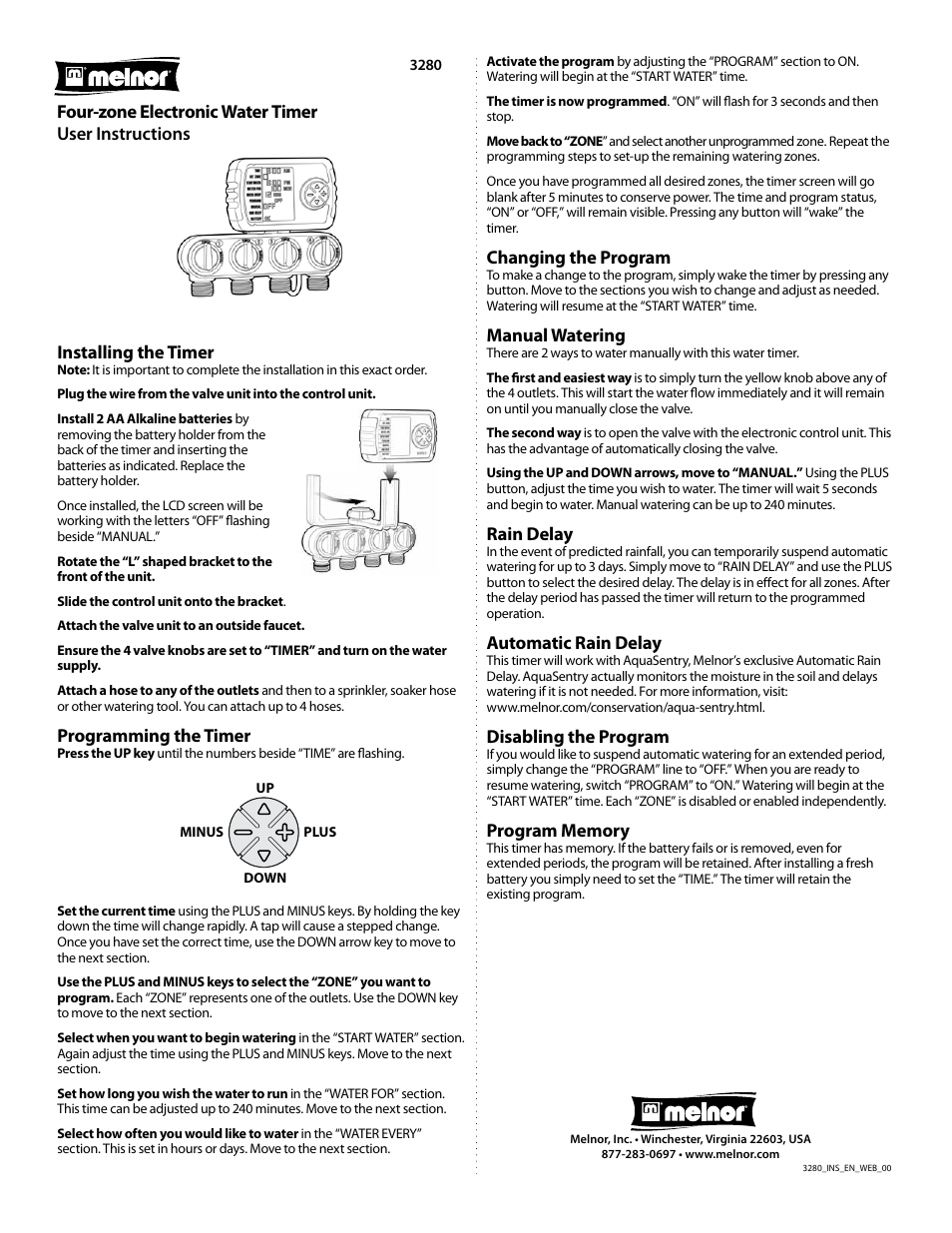 Melnor 3280 User Manual | 1 page