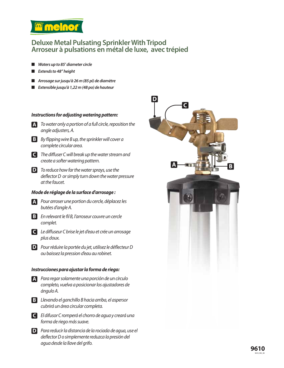 Melnor 9610 User Manual | 1 page