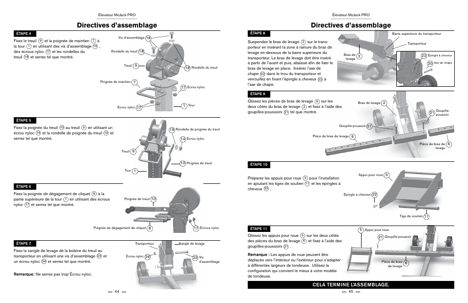 Directives d’assemblage, Cela termine l’assemblage | MoJack PRO User Manual | Page 23 / 29