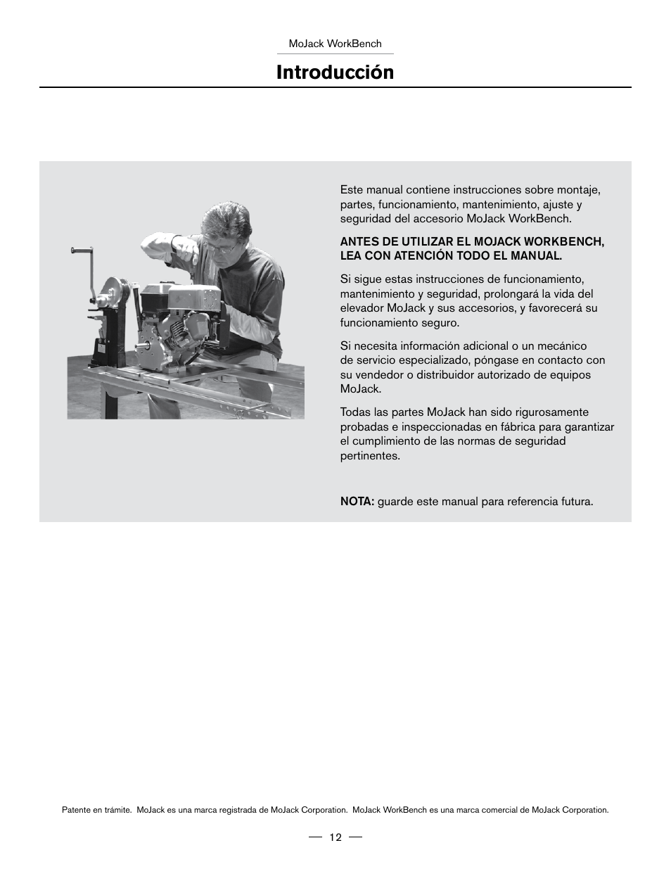 Introducción | MoJack Workbench Attachment User Manual | Page 12 / 32