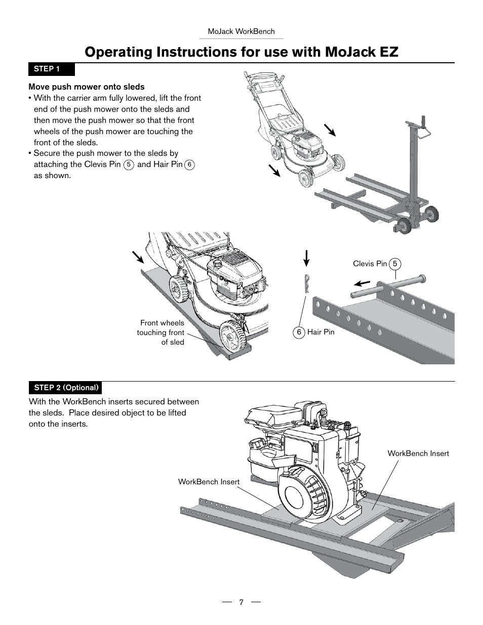 Operating instructions for use with mojack ez | MoJack Workbench Attachment User Manual | Page 7 / 32