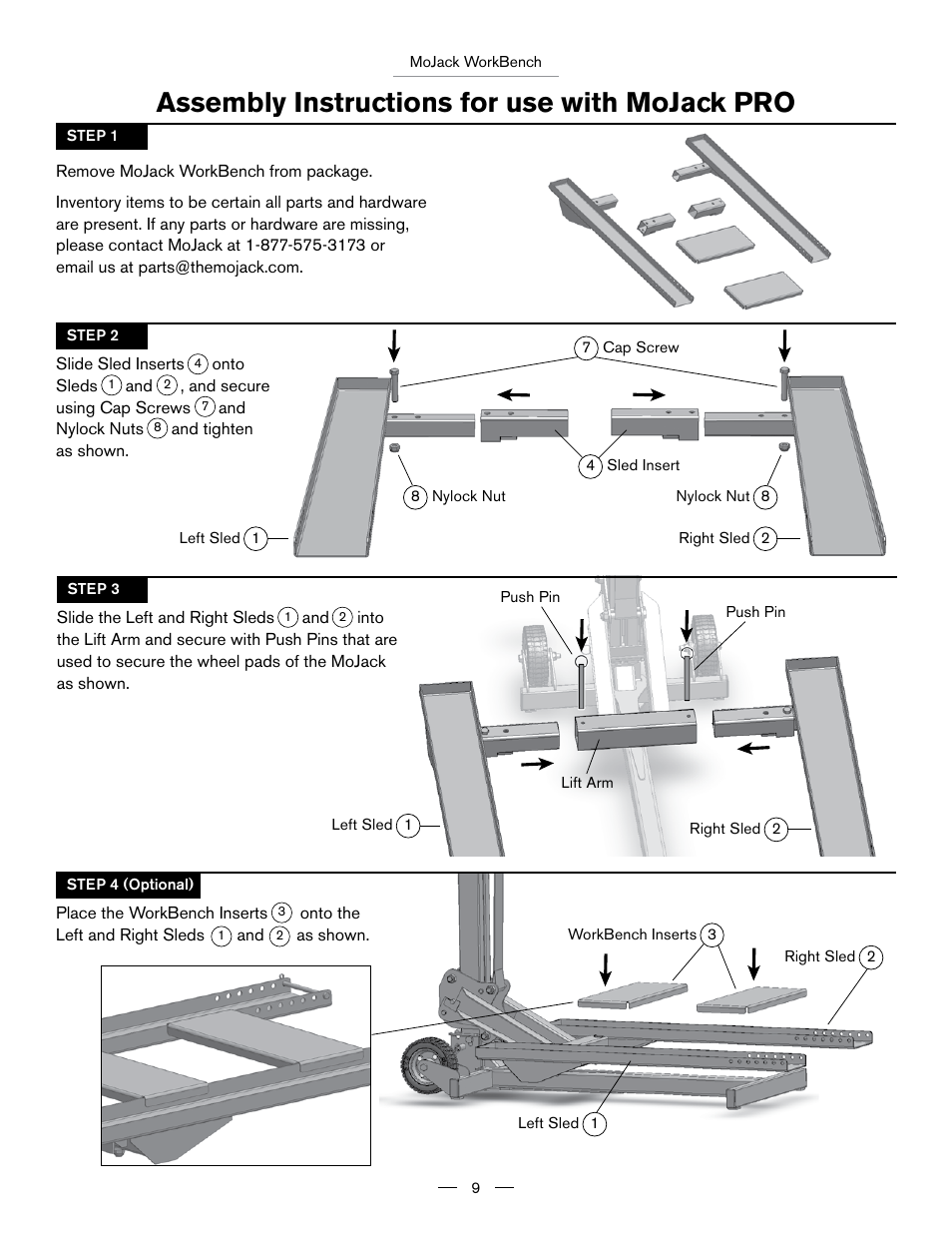 Assembly instructions for use with mojack pro | MoJack Workbench Attachment User Manual | Page 9 / 32