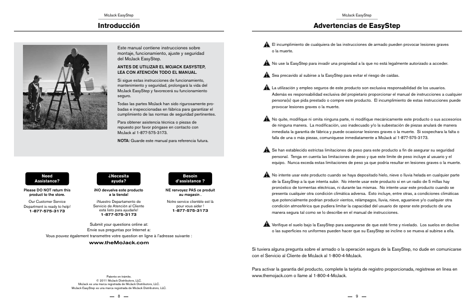 Introducción, Advertencias de easystep | MoJack EasyStep by MoJack User Manual | Page 5 / 11