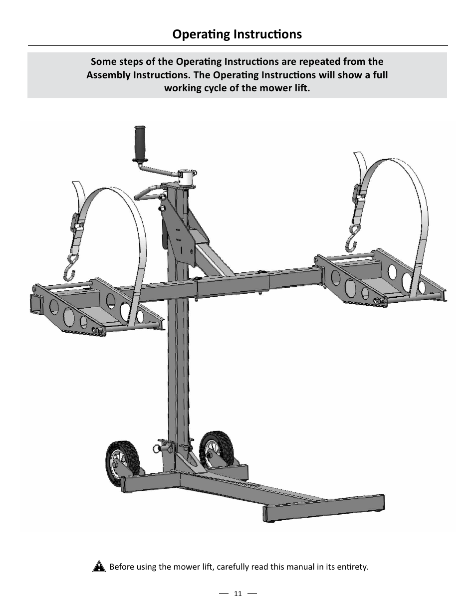 Operating instructions | MoJack John Deere XD Lift User Manual | Page 11 / 24