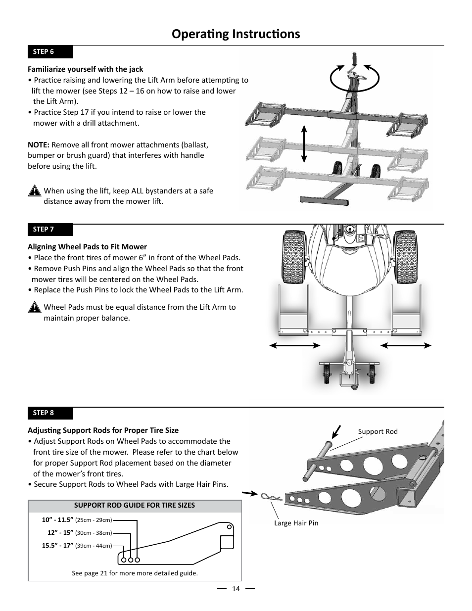 Operating instructions | MoJack John Deere XD Lift User Manual | Page 14 / 24