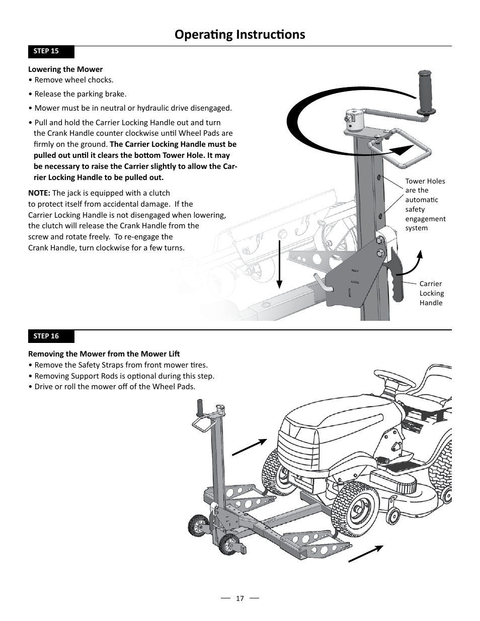 Operating instructions | MoJack John Deere XD Lift User Manual | Page 17 / 24