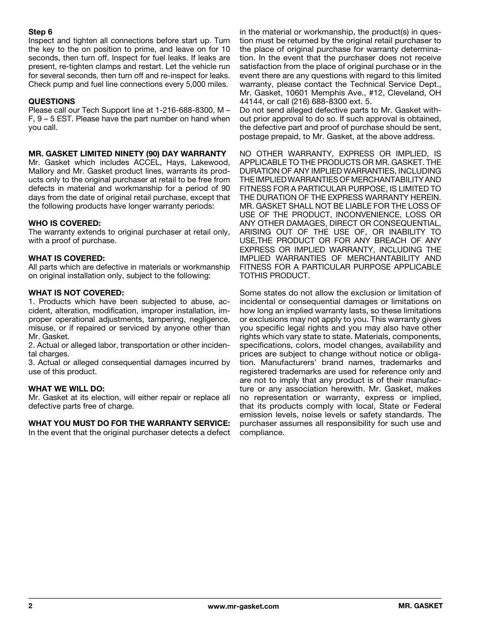 Mr. Gasket 12D Micro Electric Fuel Pump: Diesel User Manual | Page 2 / 4