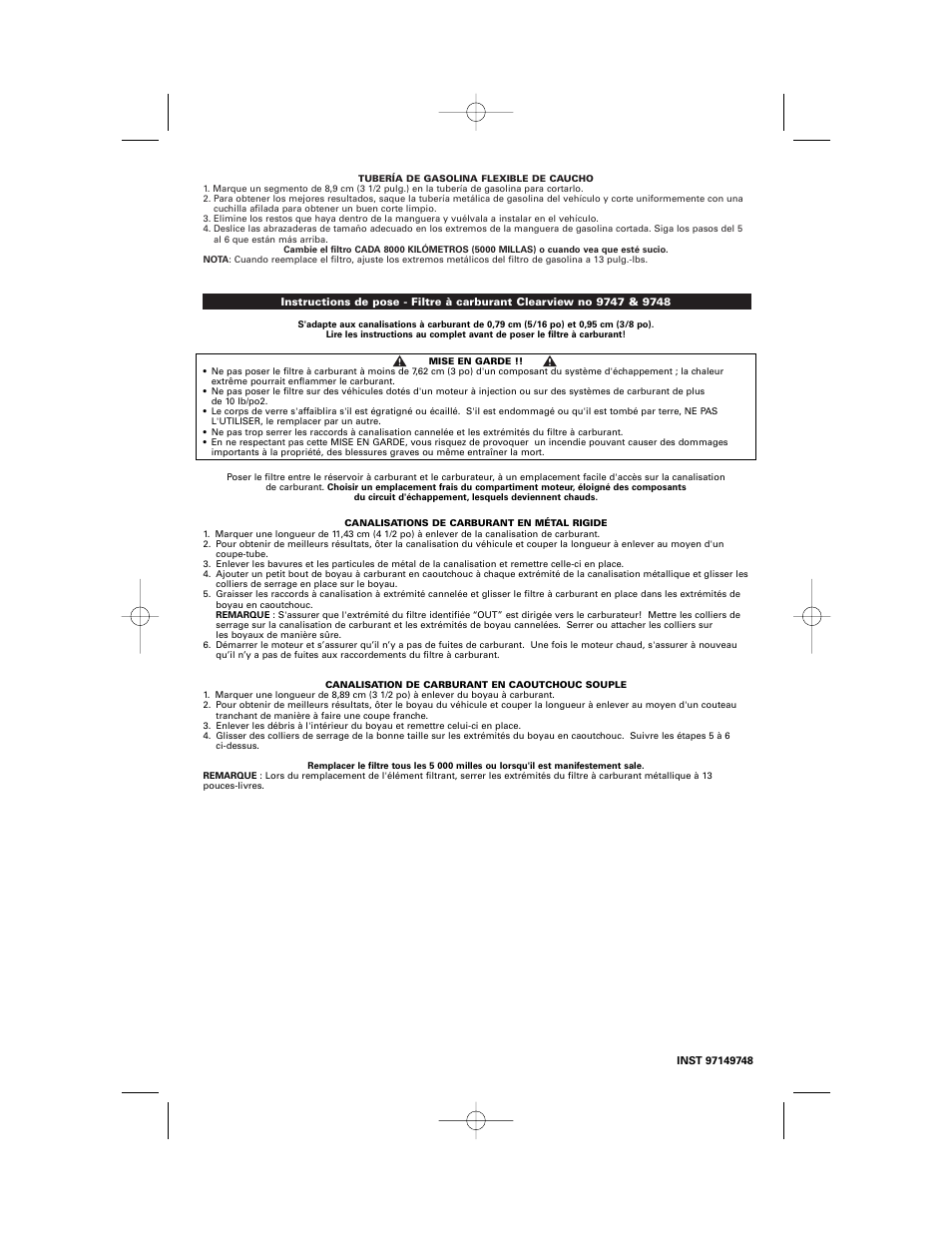 Mr. Gasket 9748 Fuel Filter: Clearview User Manual | Page 2 / 2