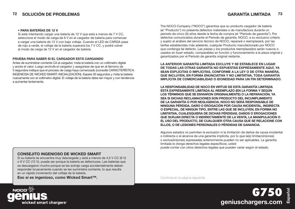 G750 | NOCO Genius G750 User Manual | Page 38 / 40