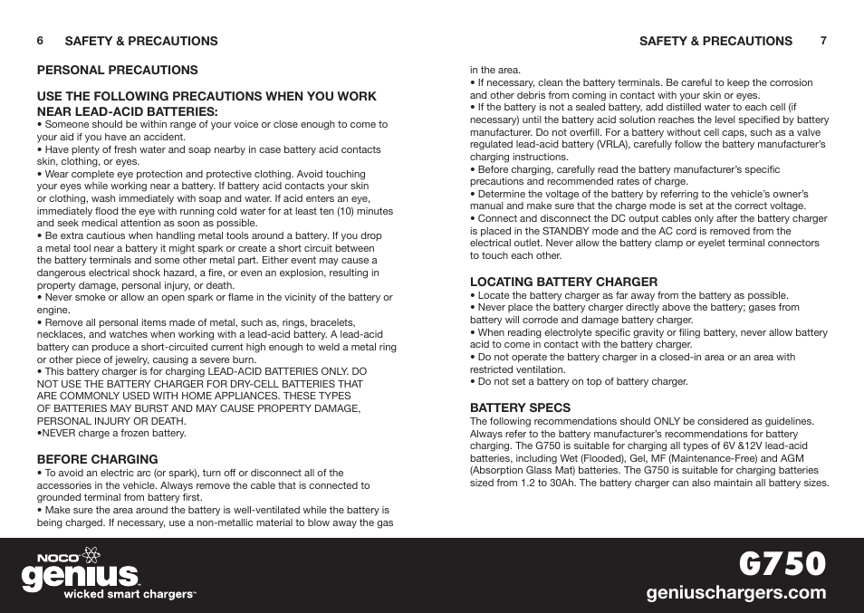 G750 | NOCO Genius G750 User Manual | Page 5 / 40