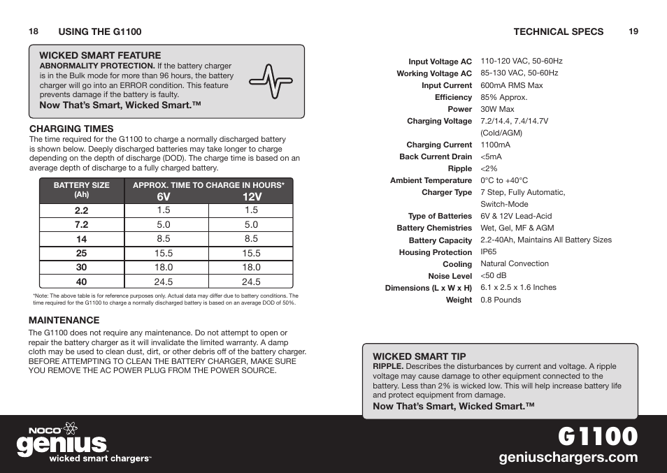 G1100 | NOCO Genius G1100 User Manual | Page 11 / 44