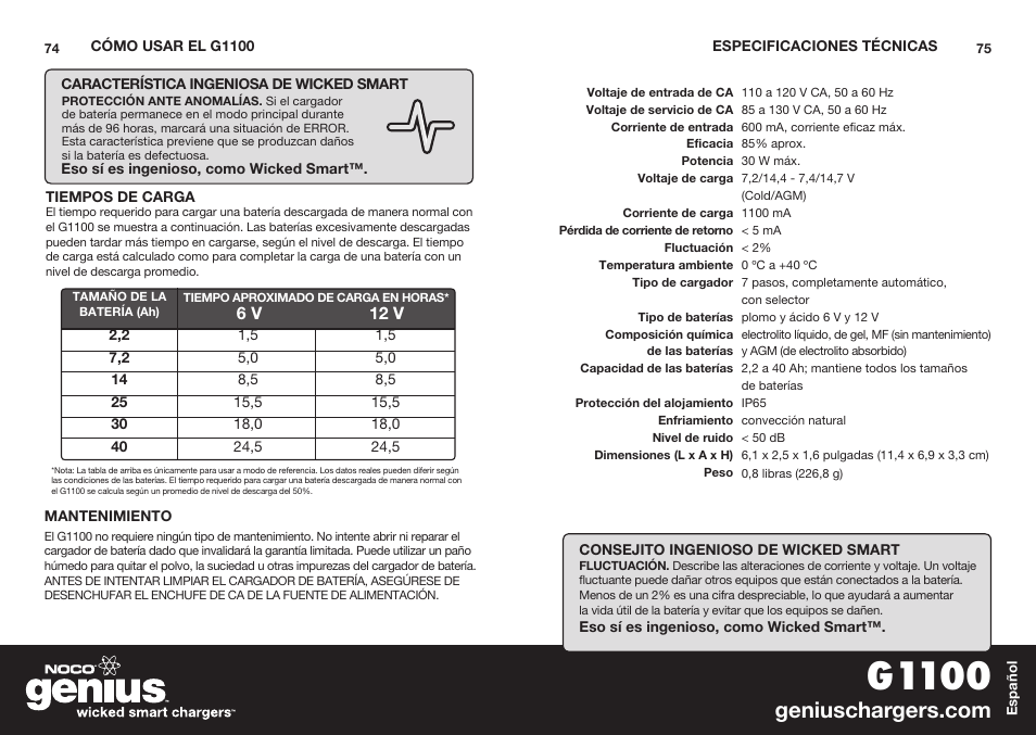 G1100 | NOCO Genius G1100 User Manual | Page 39 / 44