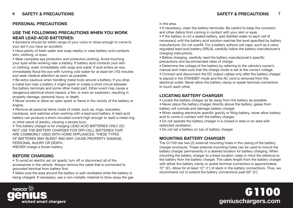 G1100 | NOCO Genius G1100 User Manual | Page 5 / 44