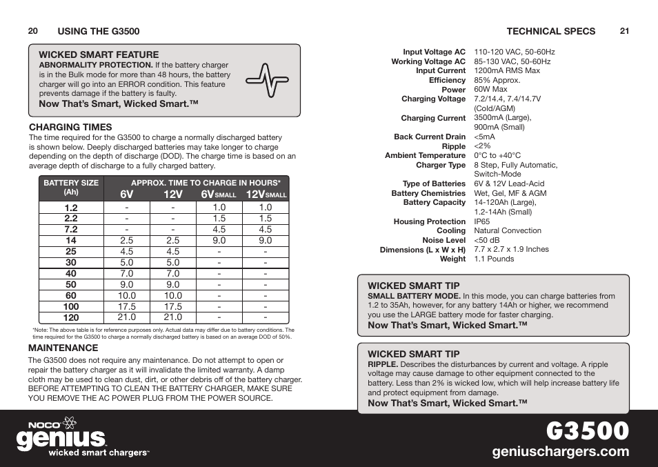 G3500 | NOCO Genius G3500 User Manual | Page 12 / 47