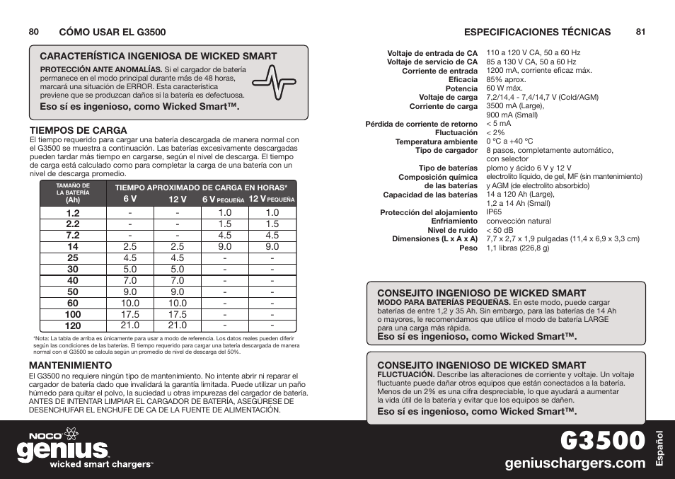 G3500 | NOCO Genius G3500 User Manual | Page 42 / 47