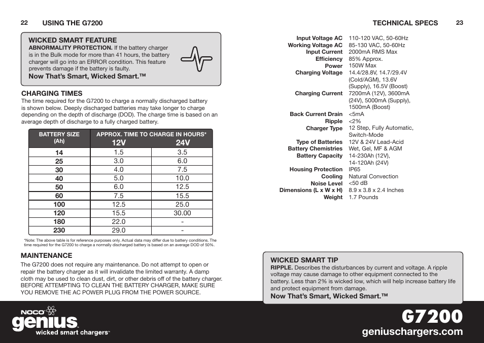 G7200 | NOCO Genius G7200 User Manual | Page 13 / 52