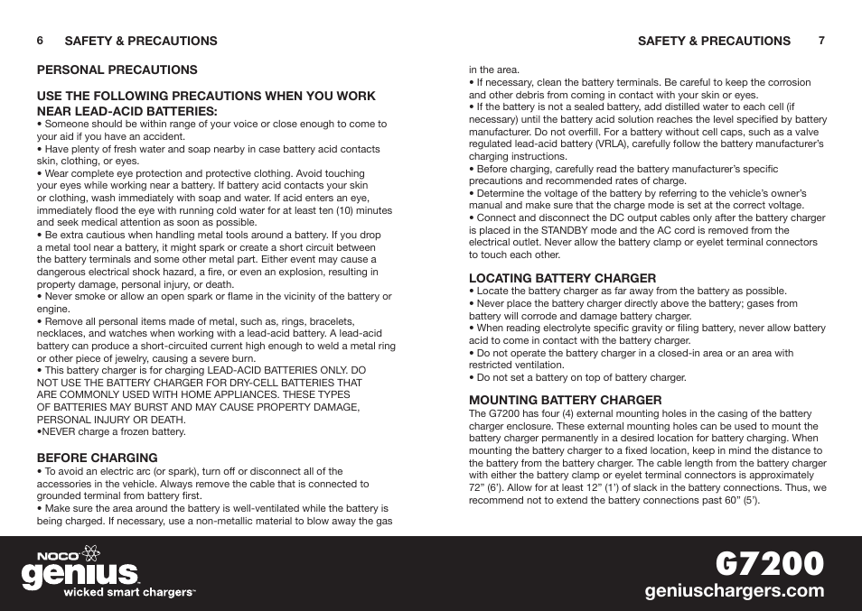 G7200 | NOCO Genius G7200 User Manual | Page 5 / 52