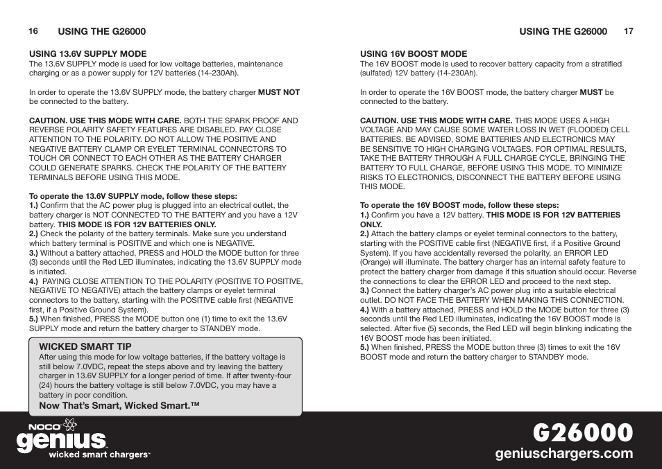 NOCO Genius G26000 User Manual | Page 10 / 58