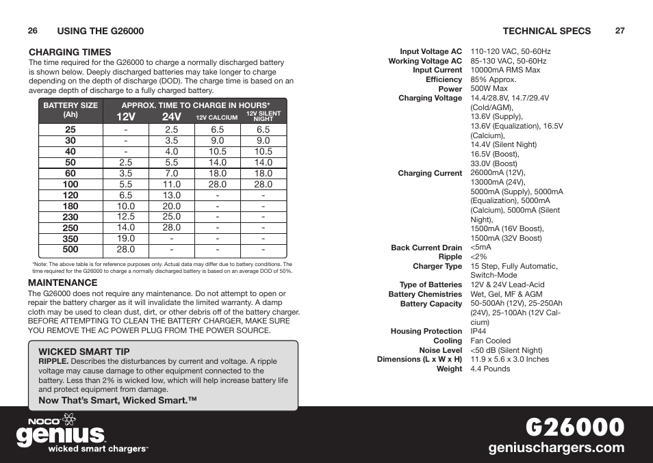 NOCO Genius G26000 User Manual | Page 15 / 58